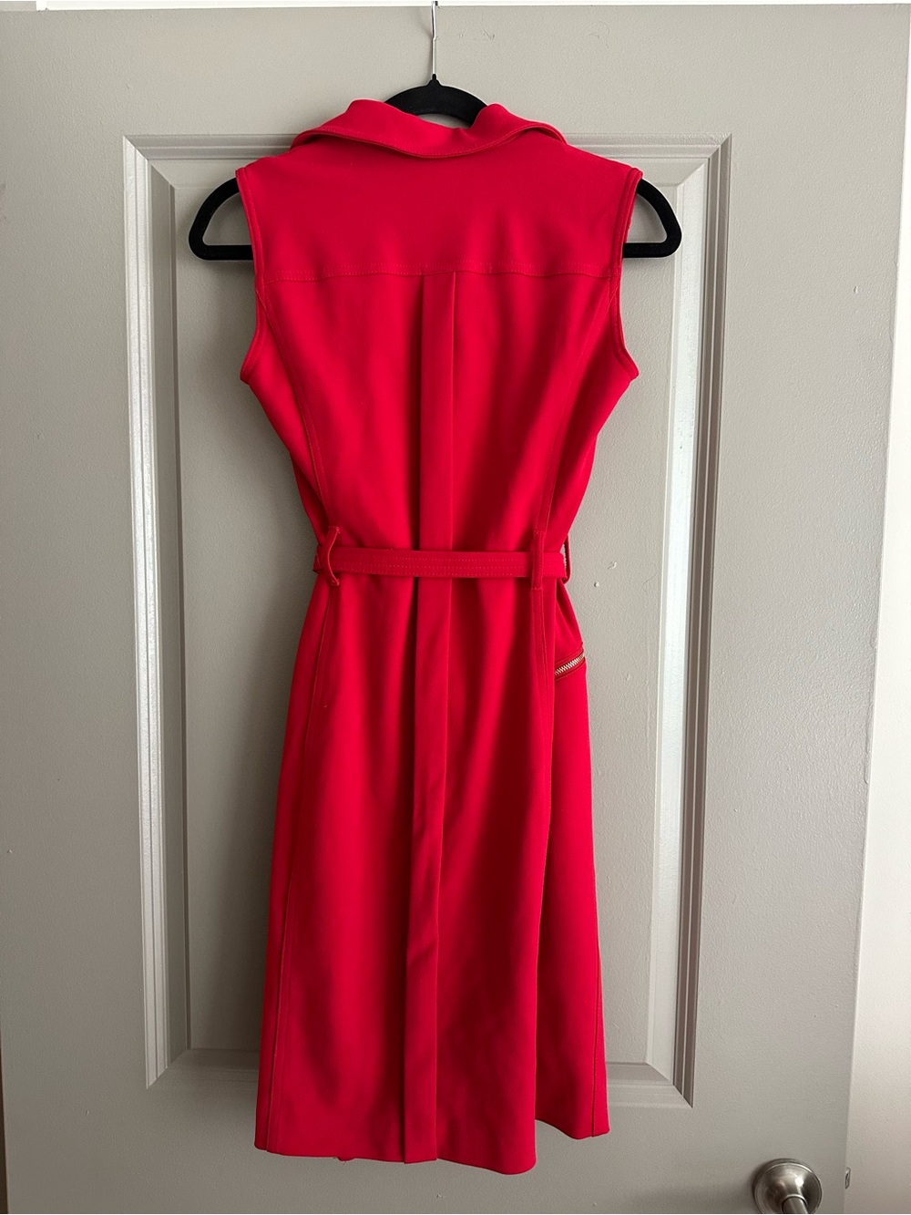 Calvin Klein Vibrant Red Sleeveless Zip-Belt Dress - Picture 3 of 4